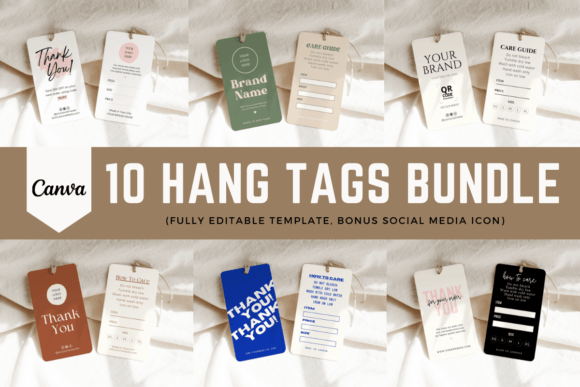 10 Custom Hang Tags Template – Graphics & Print Templates Bundle