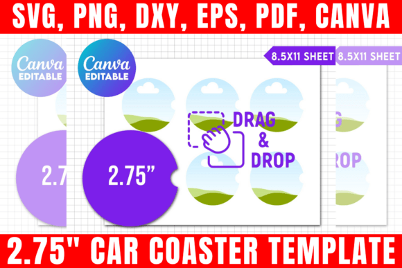 2.75 Car Coaster Canva Template: Graphics & Print Templates
