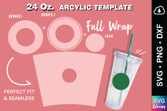 24oz Acrylic Cup Seamless Template