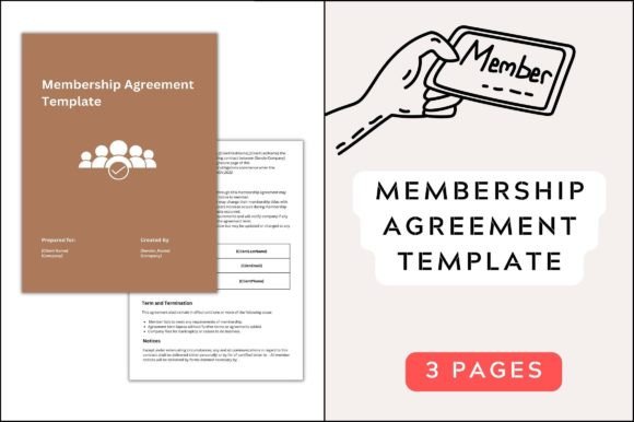 3 Pages Membership Agreement Template: Graphics & Print Templates