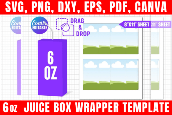 6oz Juice Box Wrapper Template: Graphics & Print Templates