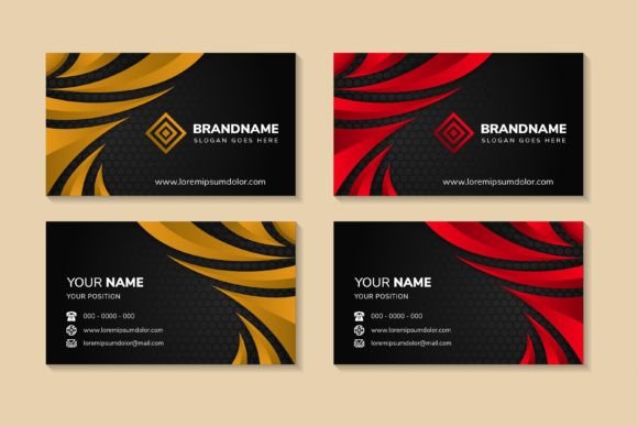 Abstract Curve Business Card Black: Graphics for Print Templates