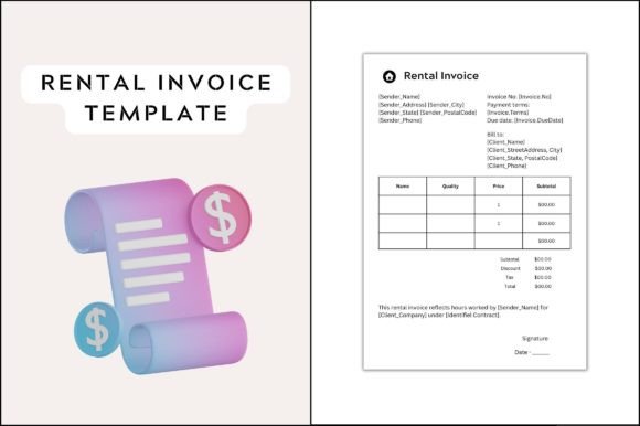Apartment Rental Invoice Template: Graphics & Print Templates
