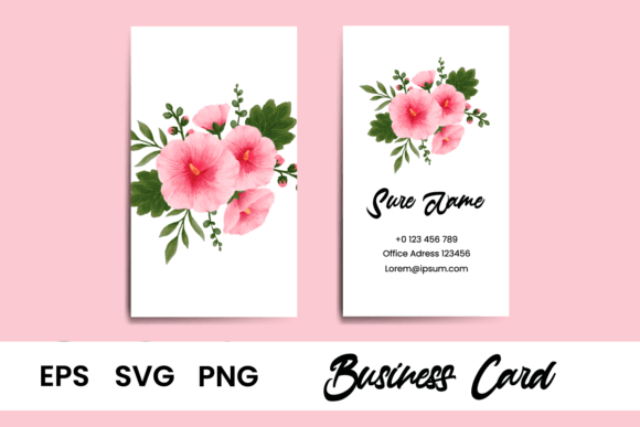 Business Card Hollyhock Flower Template Graphics