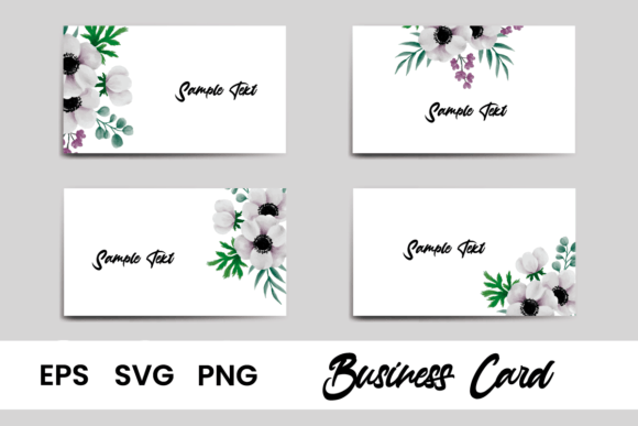 Business Card Template Anemone Flower: Graphics & Print Templates