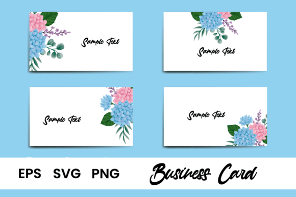 Business Card Template Hydrangea Flower: Graphics & Print Templates