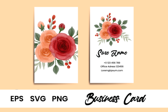 Business Card Template Rose Flower: Graphics for Print Templates