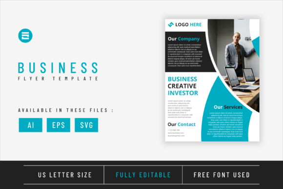Business Flyer Template Cyan Blue Color