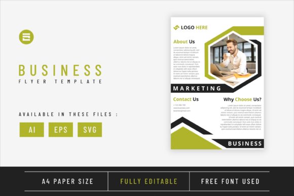 Business Flyer Template Green Lime A4