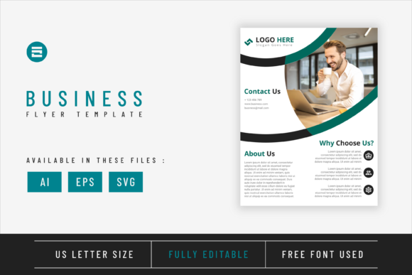 Business Flyer Template Green Teal Color: Graphics and Print Templates