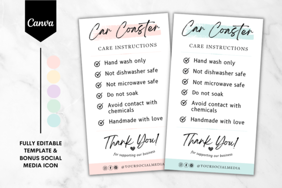 Car Coaster Care Card Template 2: Graphics & Print Templates