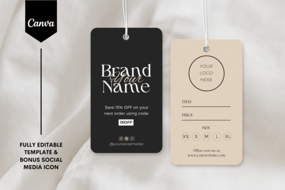 Custom Hang Tag Template – Black Brown Graphics