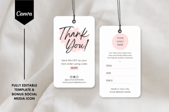 Custom Hang Tag Template – Pink Graphics & Print Templates