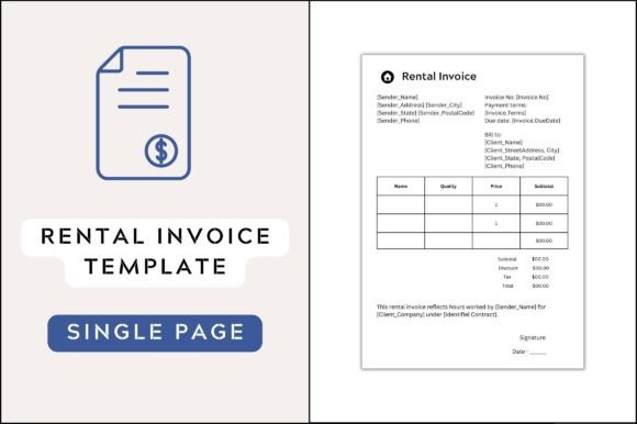Editable Rent Invoice Template PDF: Graphics for Print Templates