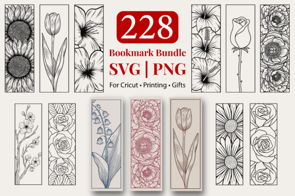 Floral Bookmark Template Design: Graphics & Print Templates