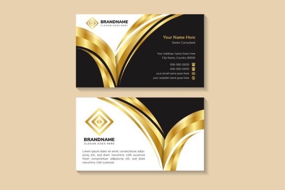 Gold Black Business Card Horizontal: Graphics for Print Templates