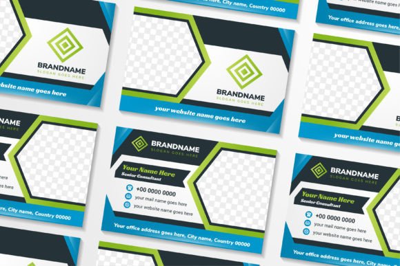 Half Hexagon Photo Business Card: Graphics and Print Templates