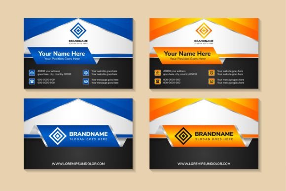 Horizontal Business Card Geometric Graphics and Print Templates