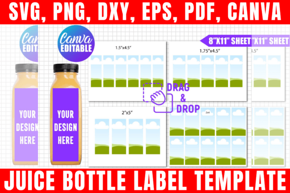 Juice Bottle Label Canva Template: Graphics & Print Templates
