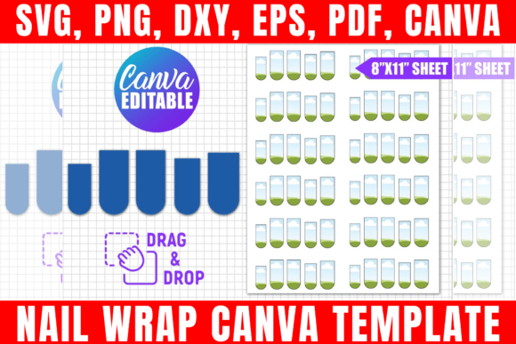 Nail Template, Nail Design Printable: Graphics & Print Templates