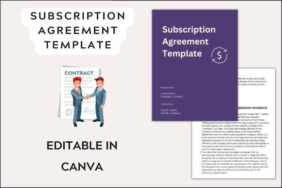 Online Subscription Agreement Template: Graphics & Print Templates