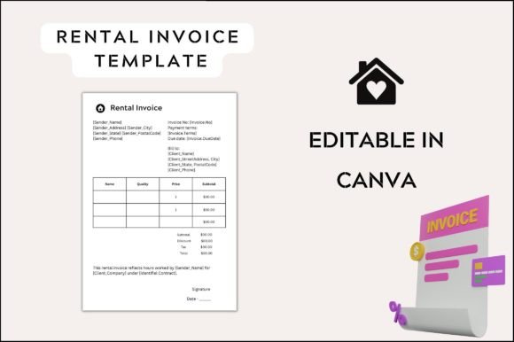 Rent Invoice Template PDF: Graphics & Print Templates