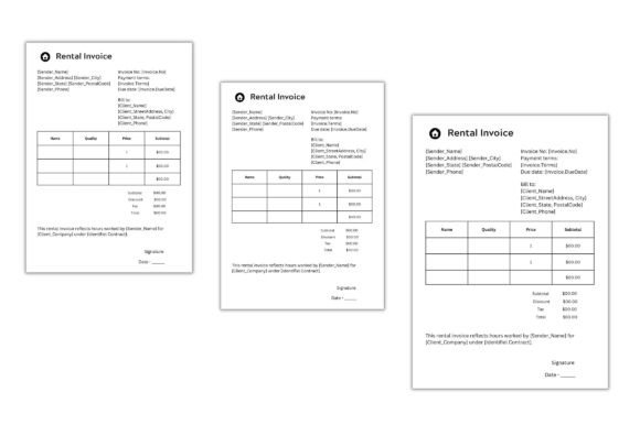 Rental Invoice Template: Graphics & Print Templates