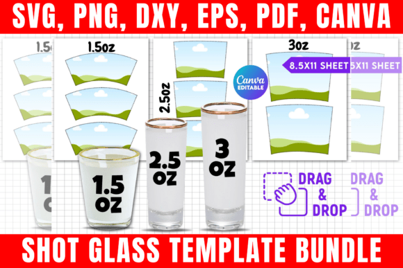 Shot Glass Canva Template Bundle: Graphics & Print Templates