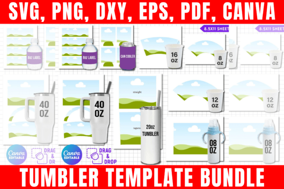 Tumbler Template Bundle, Mug Template: Graphics & Print Templates